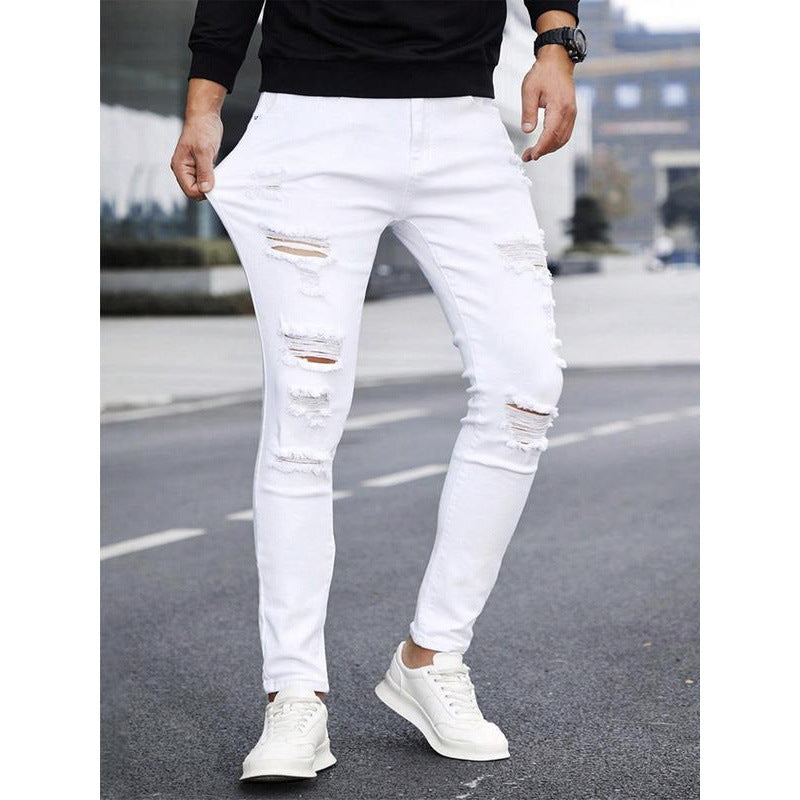 Herren Jeans – Weiss, Gerade, Bequem