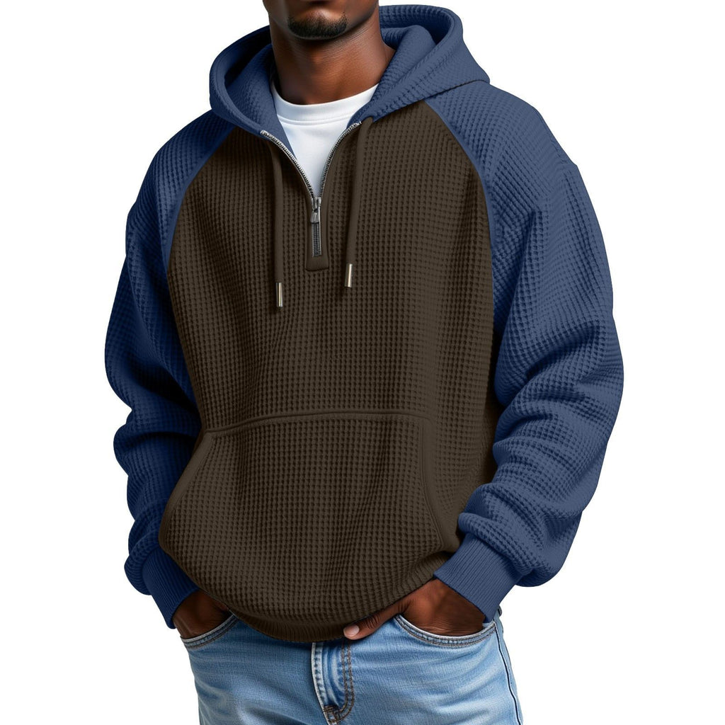 Color-Block Waffelstrick Kapuzenjacke für Herren