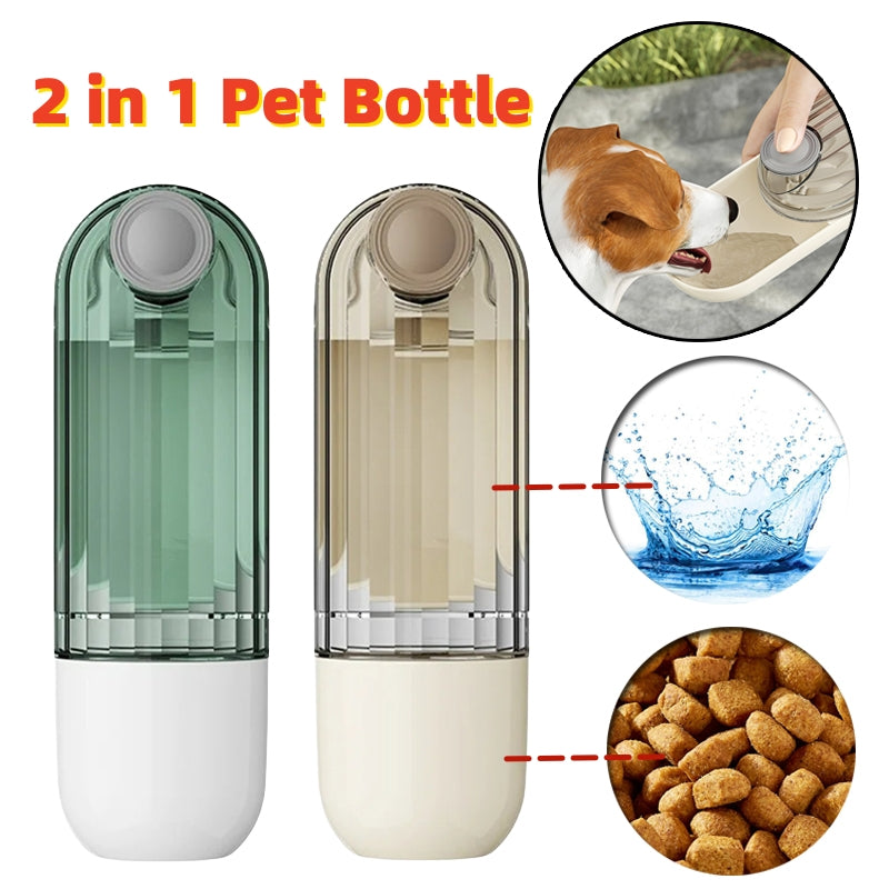 2-in-1 Trink- und Futterflasche für Haustiere