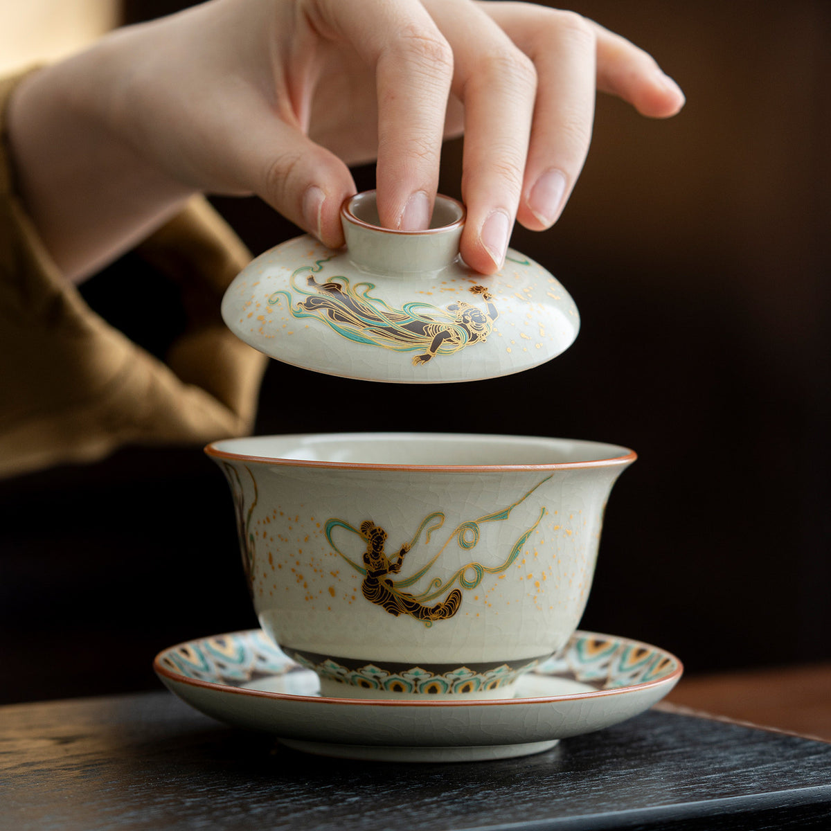 Teetasse aus Keramik mit Dunhuang-Motiv – Bild 7 | LuxeStyle