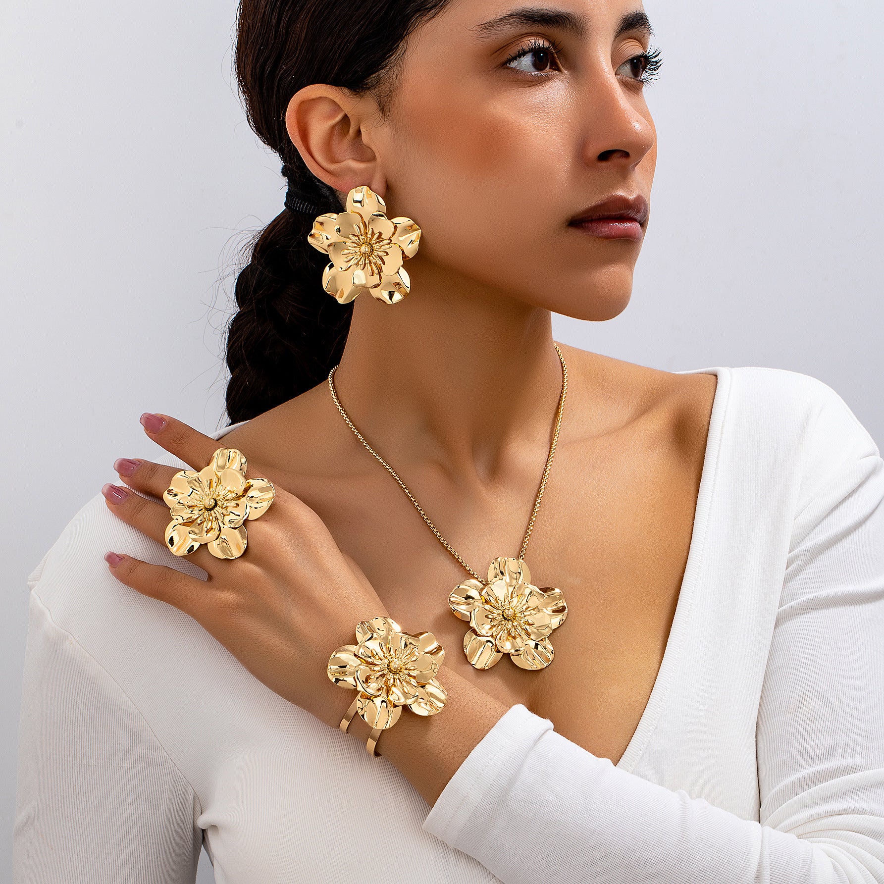 Retro Blumen Schmuckset