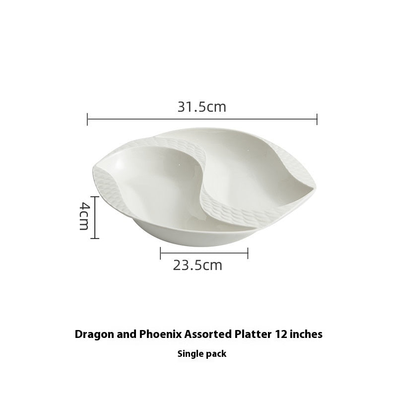 Porzellan Servierplatte «Drache & Phönix»