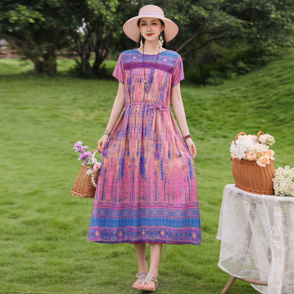 Elegantes Baumwoll-Seidenkleid mit Blumenmuster – Bild 13 | LuxeStyle