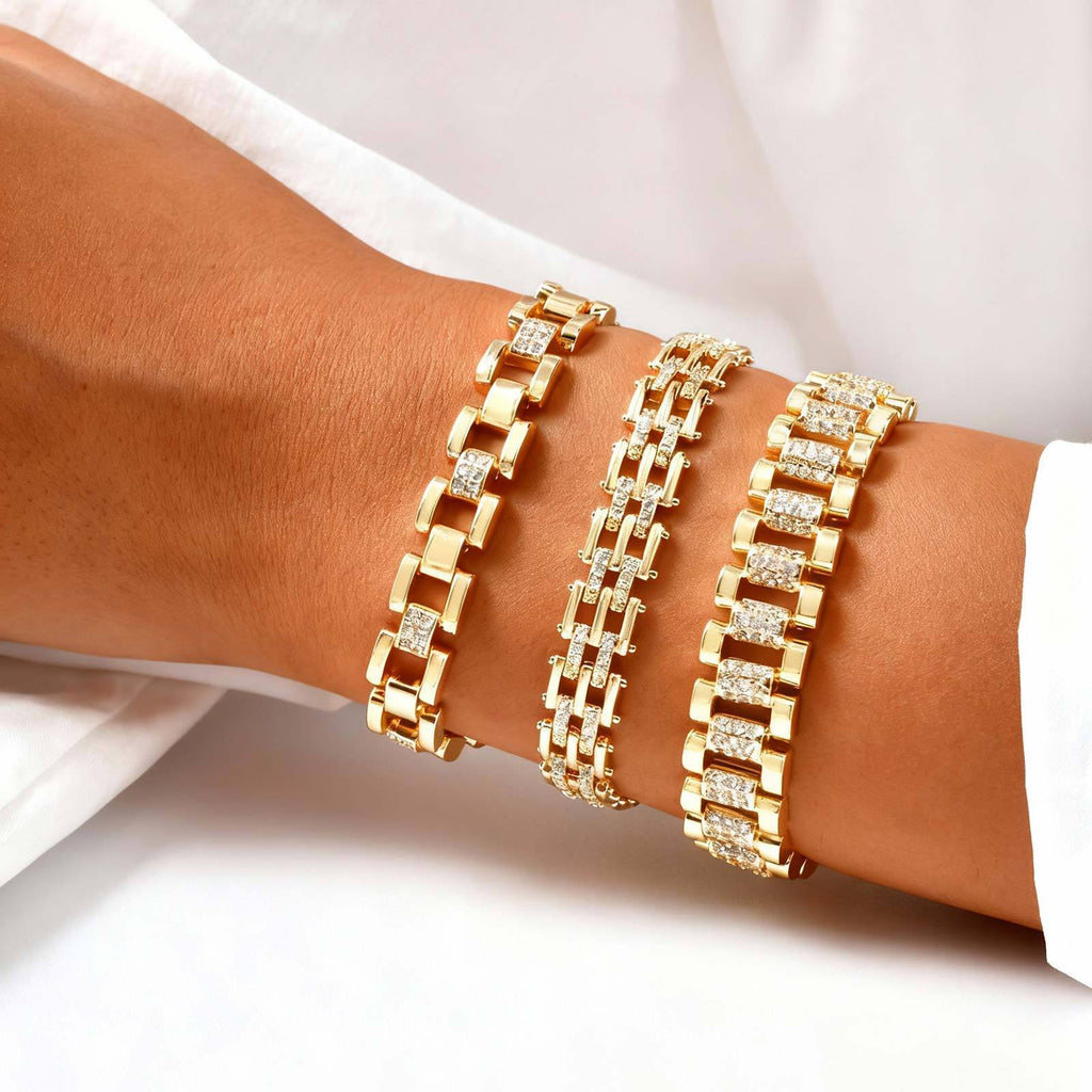 Kupfer Armband mit Zirkonia, Goldfarben – Bild 5 | LuxeStyle