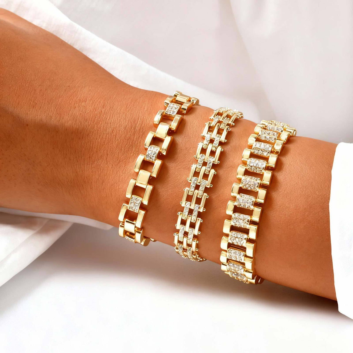 Kupfer Armband mit Zirkonia, Goldfarben – Bild 5 | LuxeStyle
