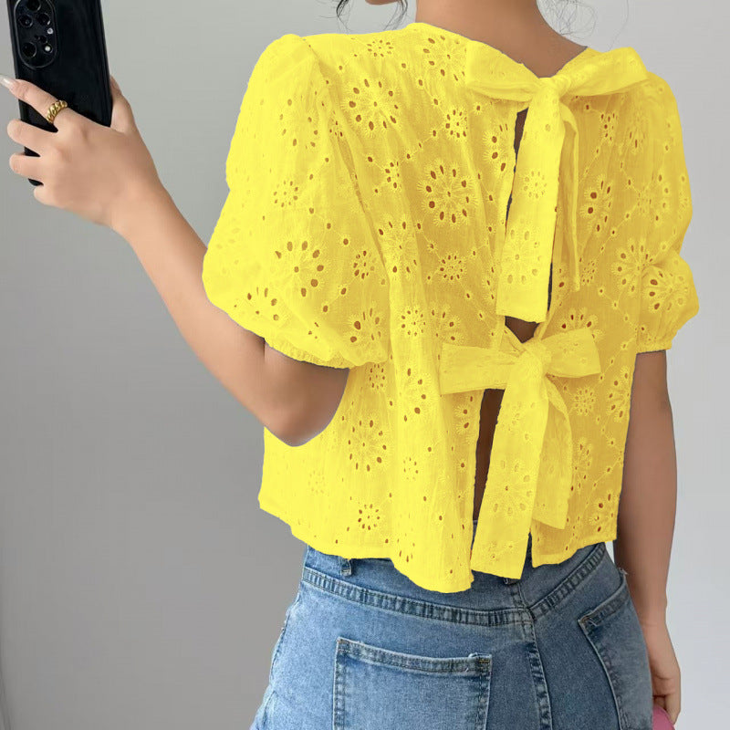 Kurzarm-Shirt mit Schnürung