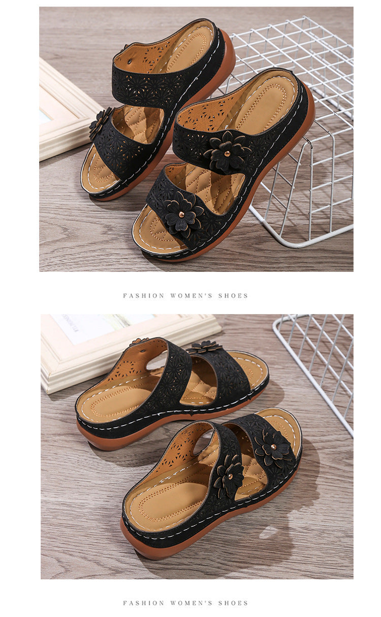 Freizeit-Sandalen mit Blumen-Applikation – Bild 5 | LuxeStyle