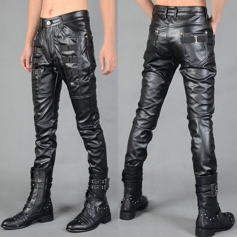 Herren Kunstlederhose mit Reissverschluss