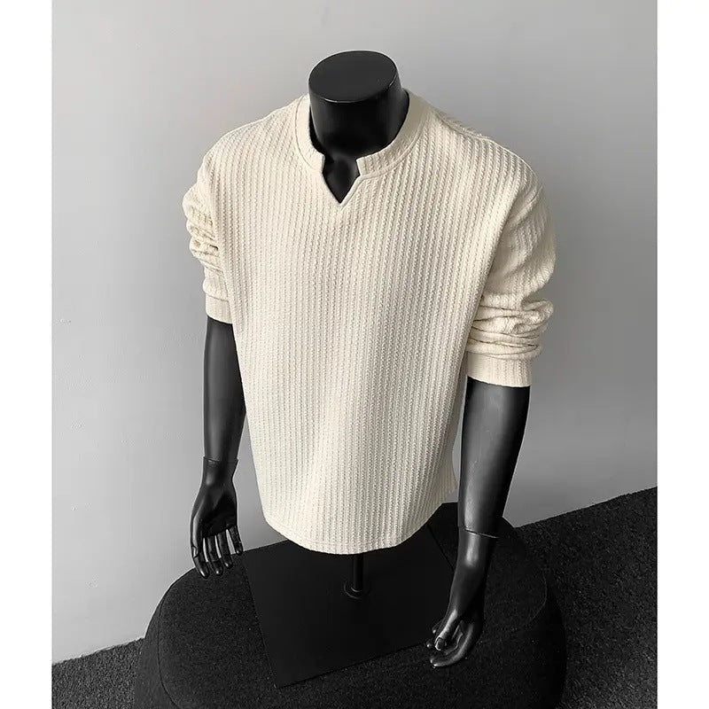 Herren Langarmshirt mit V-Ausschnitt – Bild 8 | LuxeStyle