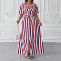 Gestreiftes Polo-Halskleid mit A-Linie – Bild 1 | LuxeStyle