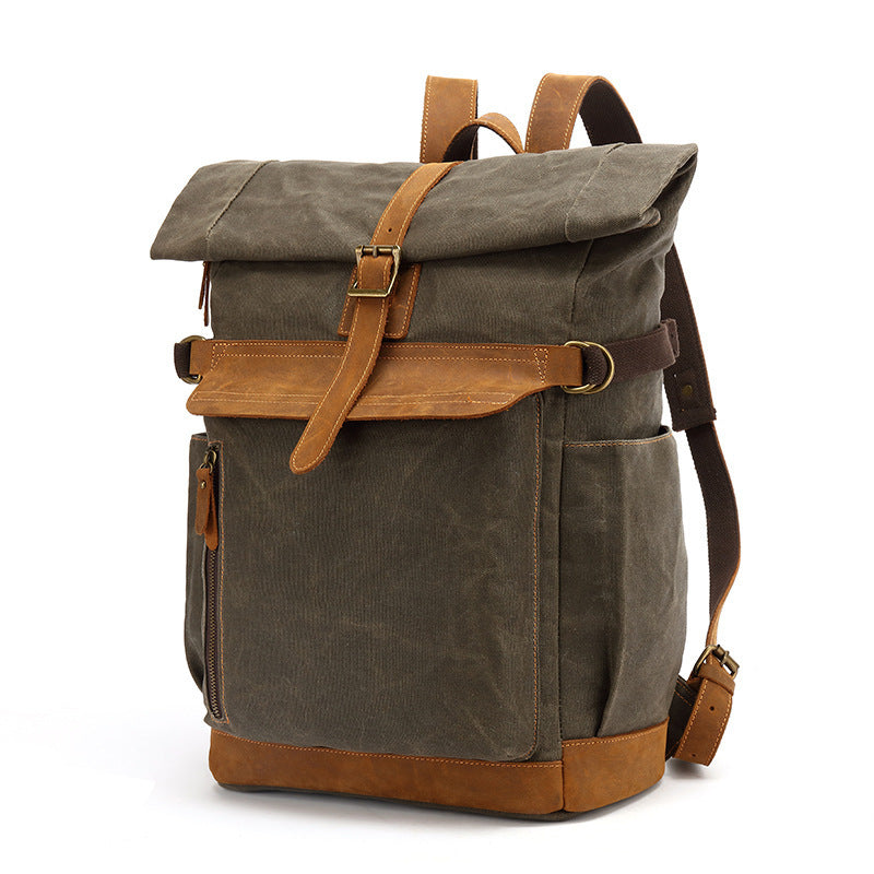 Vintage Canvas Rucksack mit Lederdetails