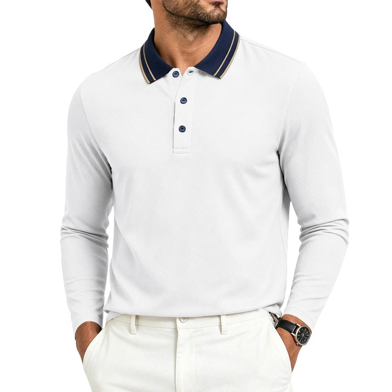 Herren-Polo mit Kragen und langen Ärmeln
