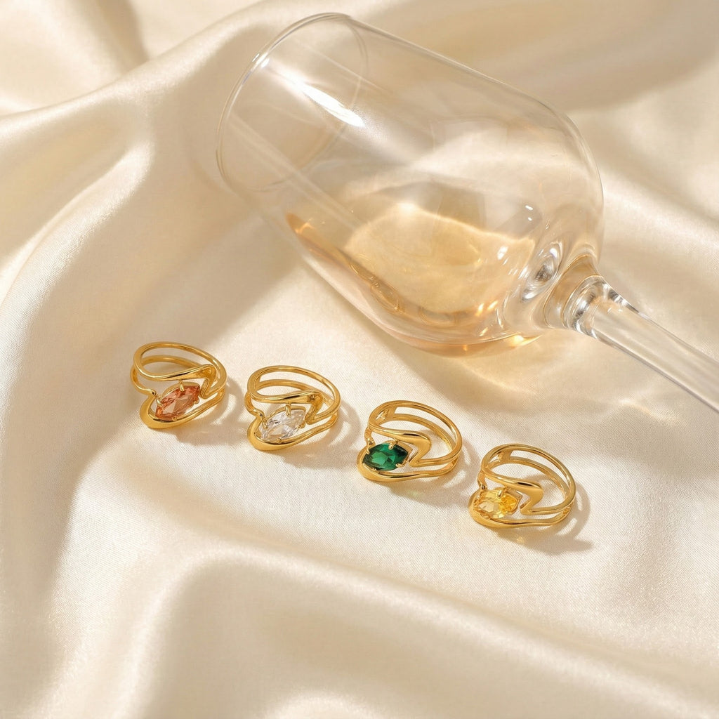 Retro-Stil Smaragd-Diamant-Goldring