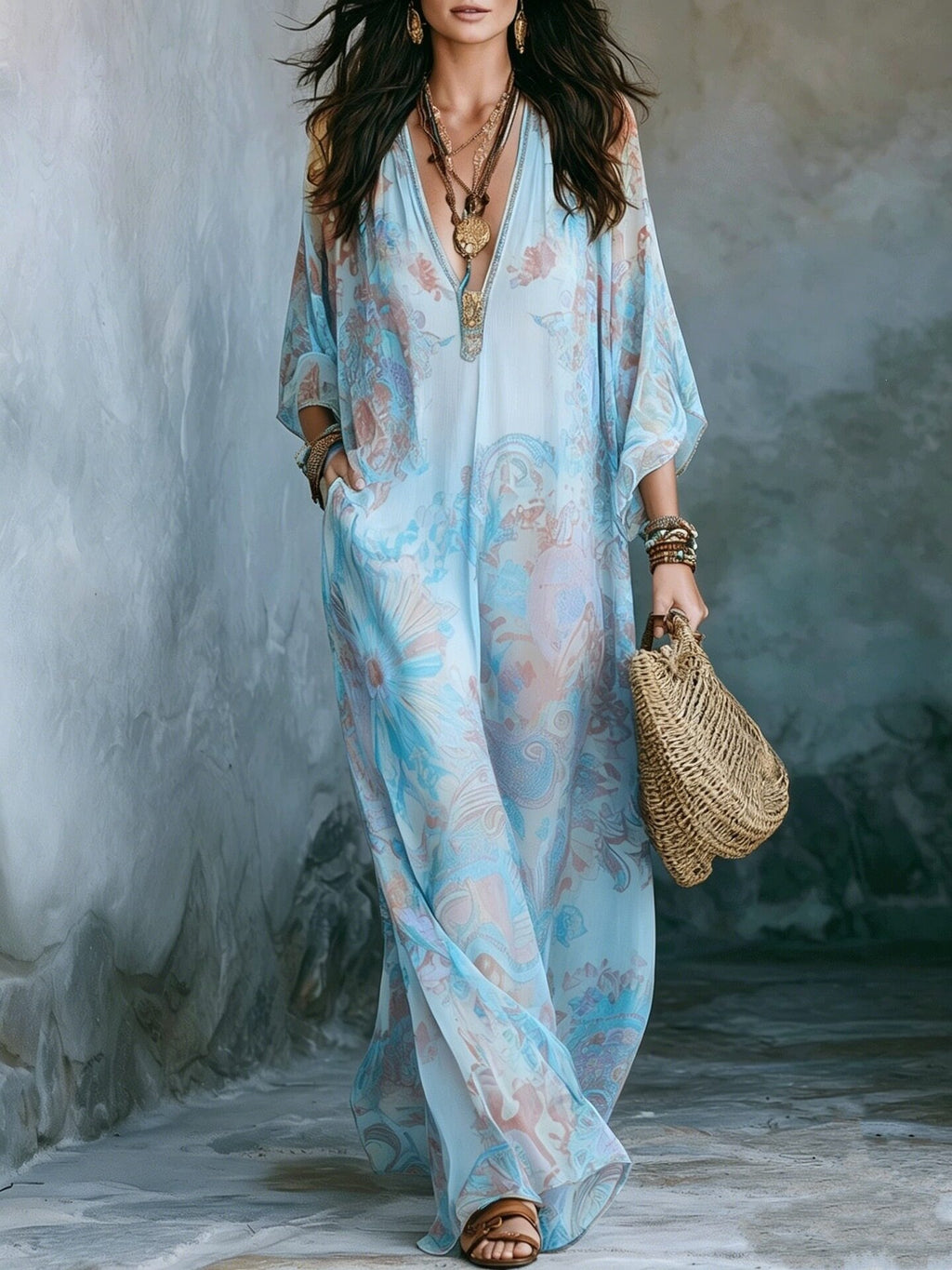 Frisches Retro-Kleid mit Batik-Print