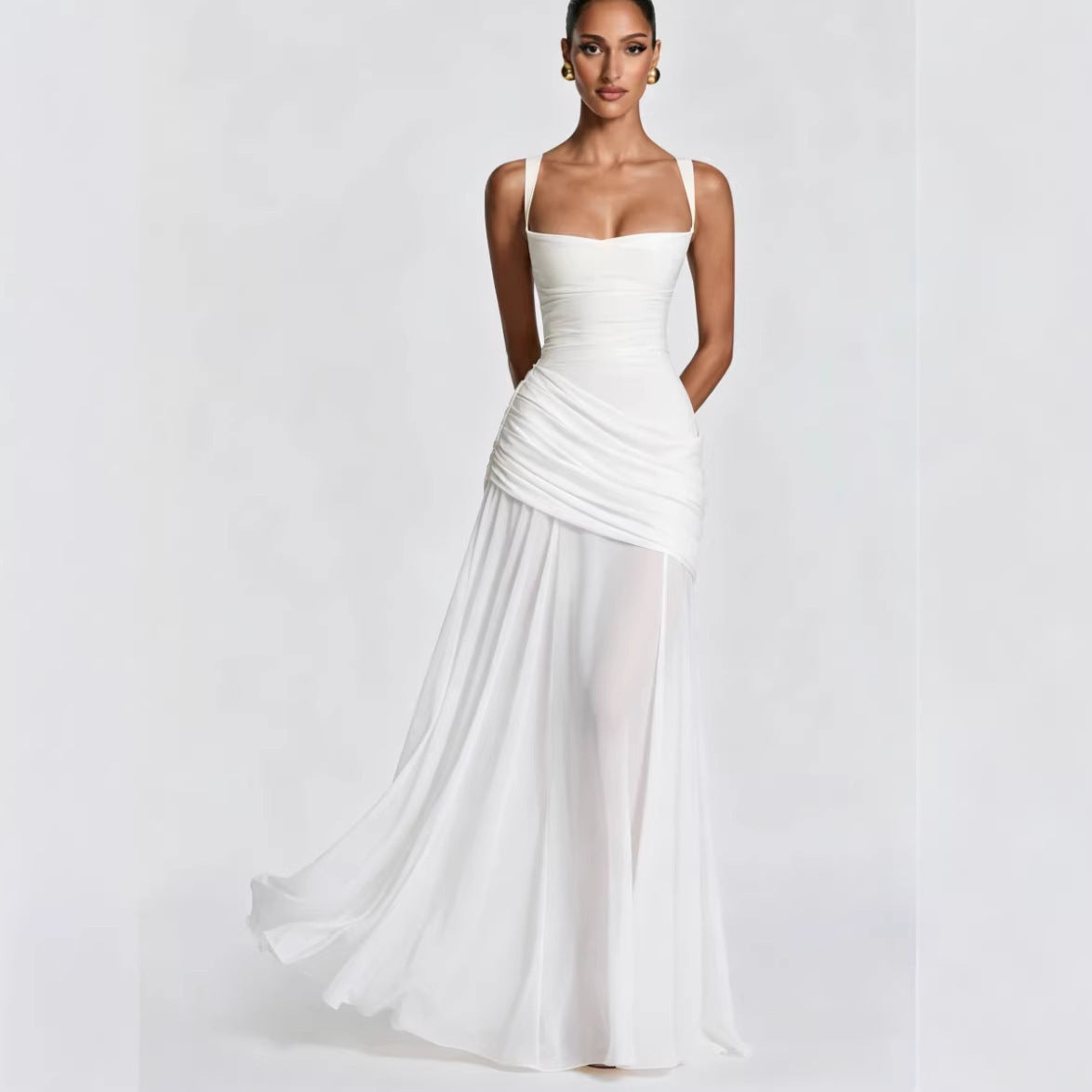 Trägerloses Chiffon Maxi-Kleid – Bild 6 | LuxeStyle