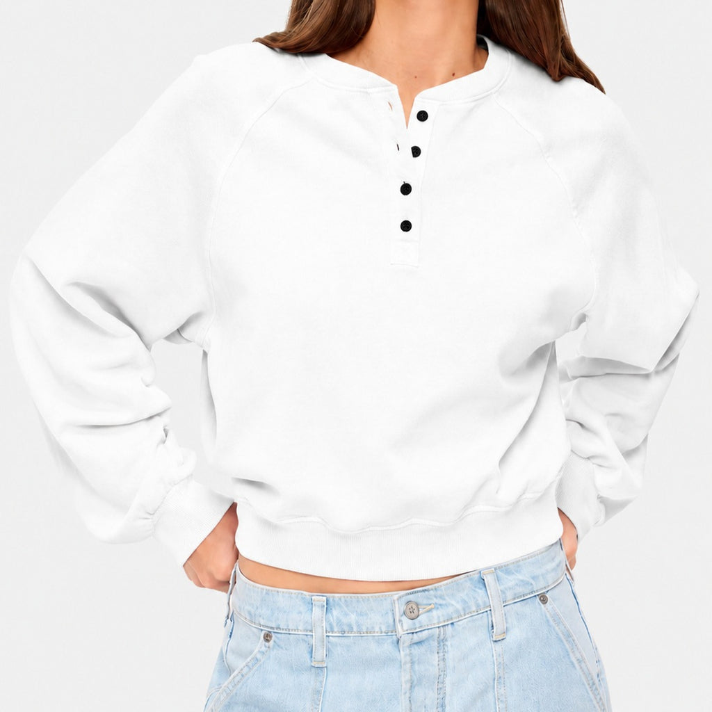Cropped Sweatshirt mit Knöpfen