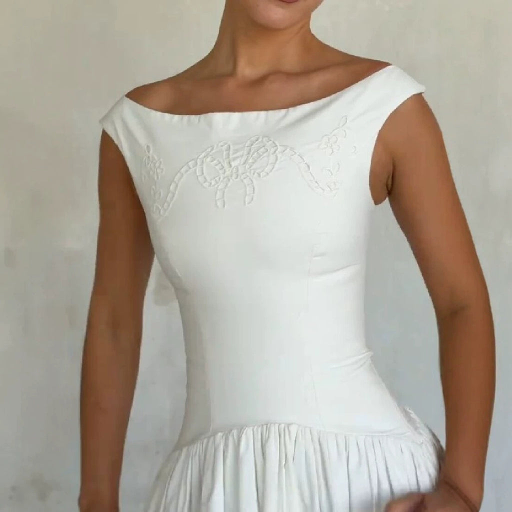 Damen A-Linien-Kleid Fiorella Neckholder bestickt