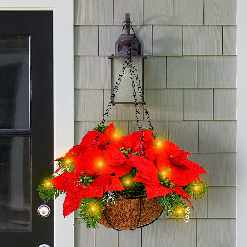 Roter Weihnachtsblumen-Hängekorb | LuxeStyle