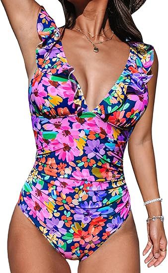Damen Neckholder Badekleid mit Blumenmuster – Bild 3 | LuxeStyle