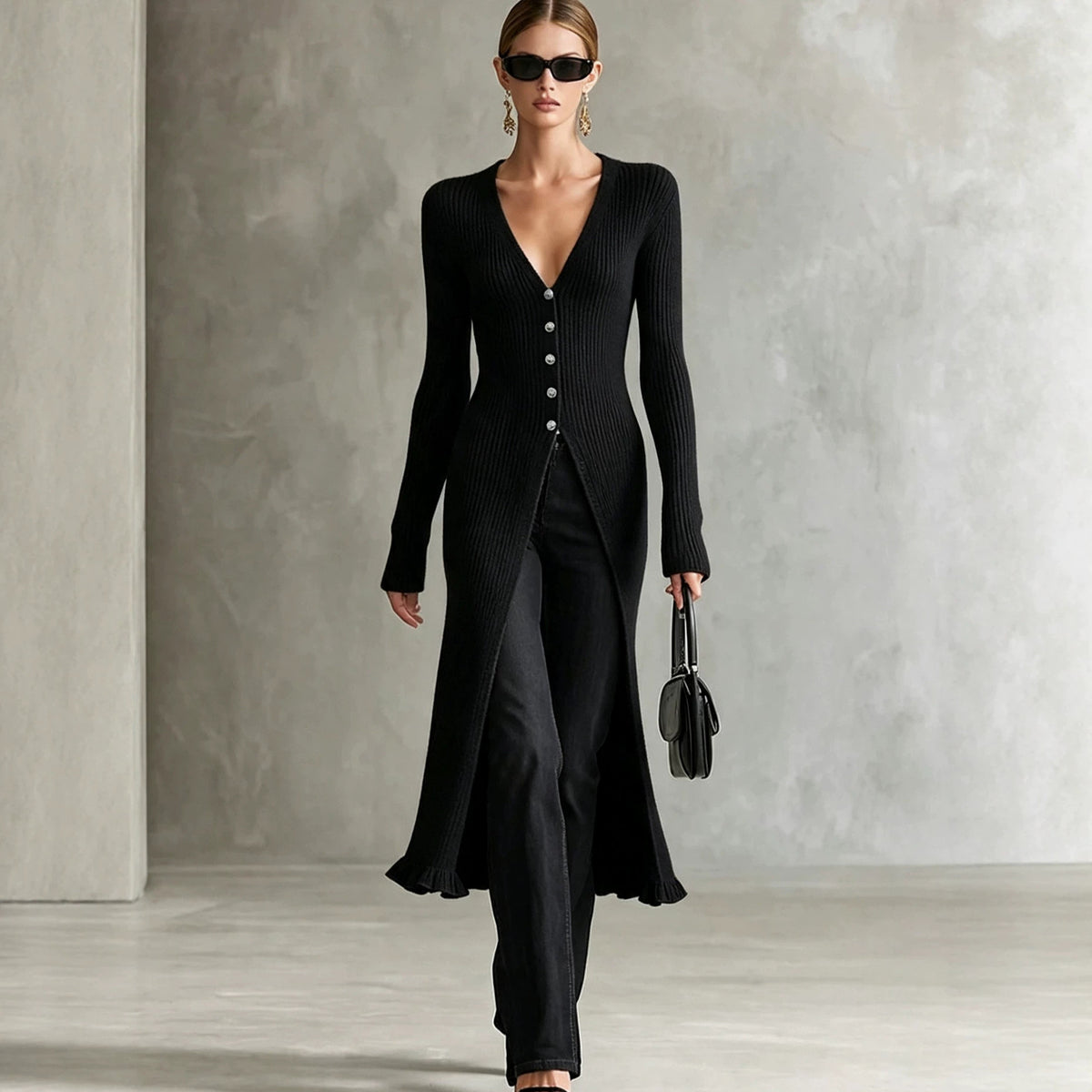 Langer Strick-Cardigan für Damen | LuxeStyle