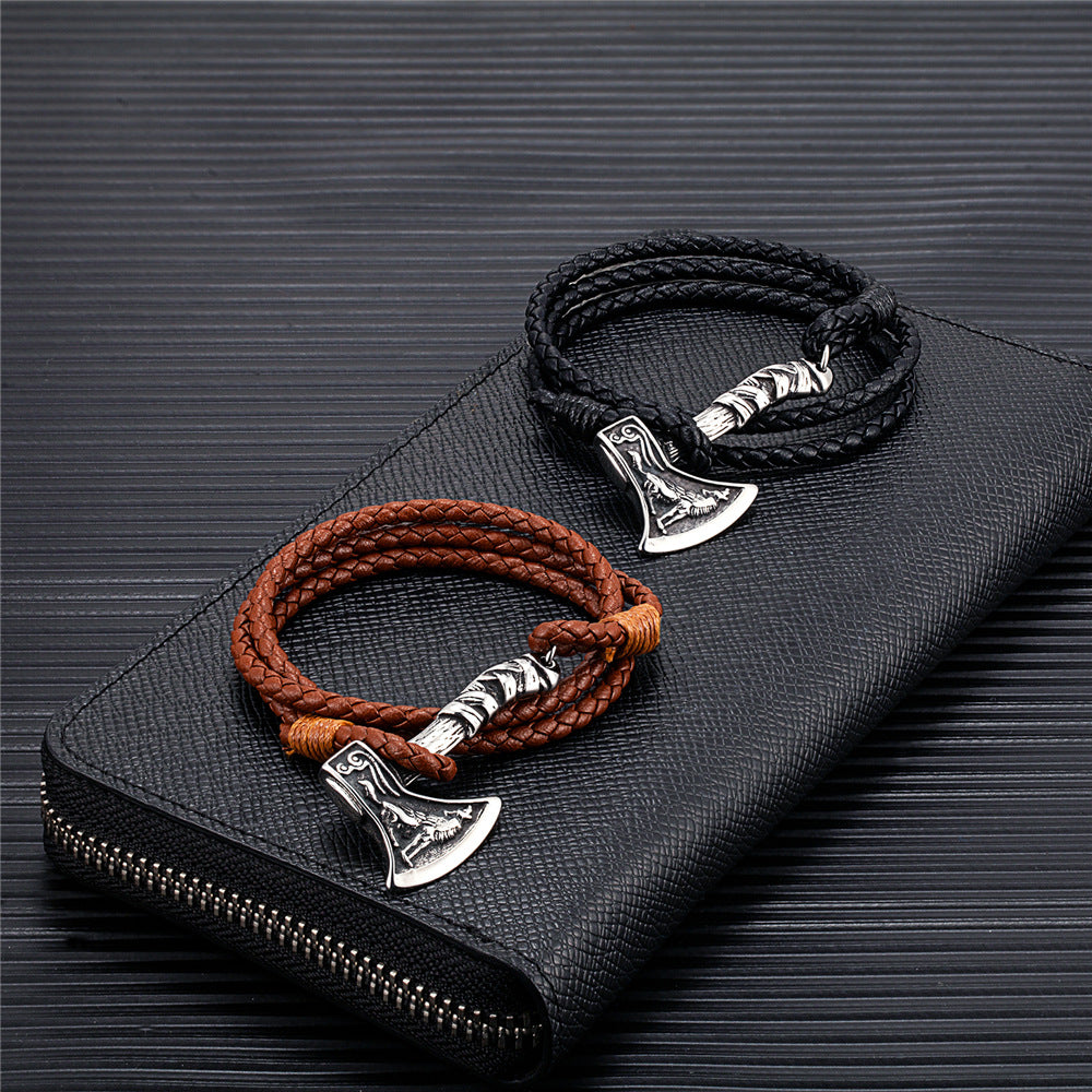 Handgewobenes Doppelstrang-Lederarmband für Männer – Bild 2 | LuxeStyle