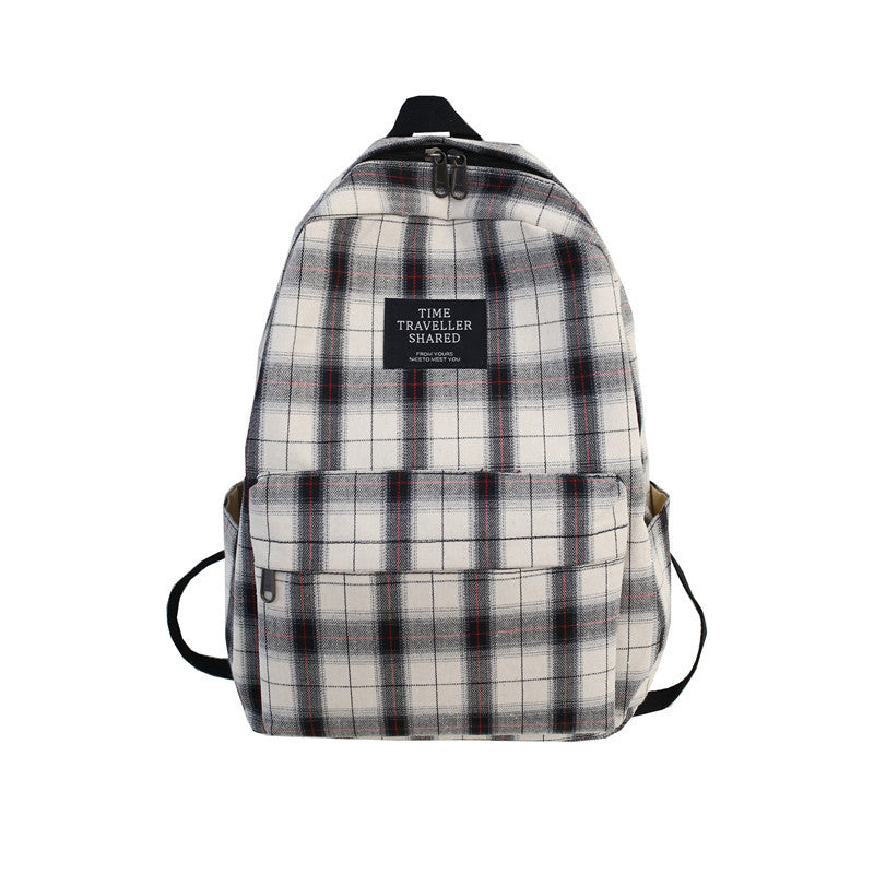 Koreanischer Plaid-Rucksack aus Canvas – Bild 6 | LuxeStyle