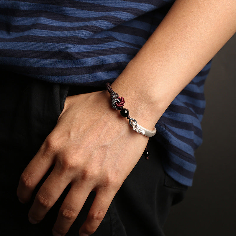 Silber Armband mit Drachenknoten und Kordel – Bild 4 | LuxeStyle