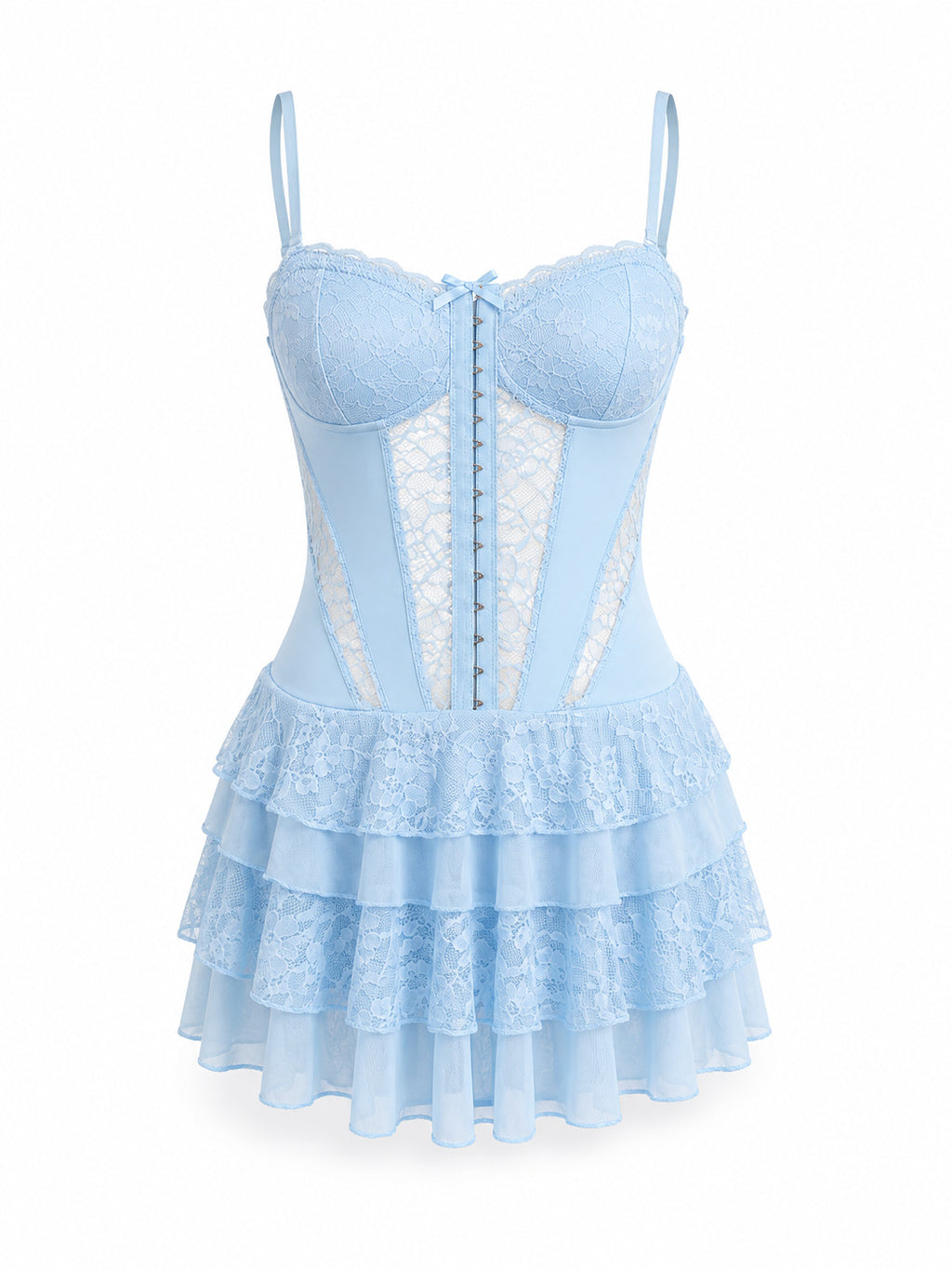 Figurbetontes Trägerloses Slip-Kleid aus Spitze