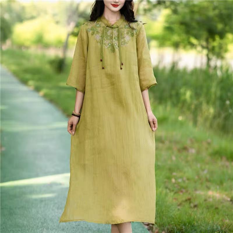 Vintage Leinenkleid im Loose-Fit