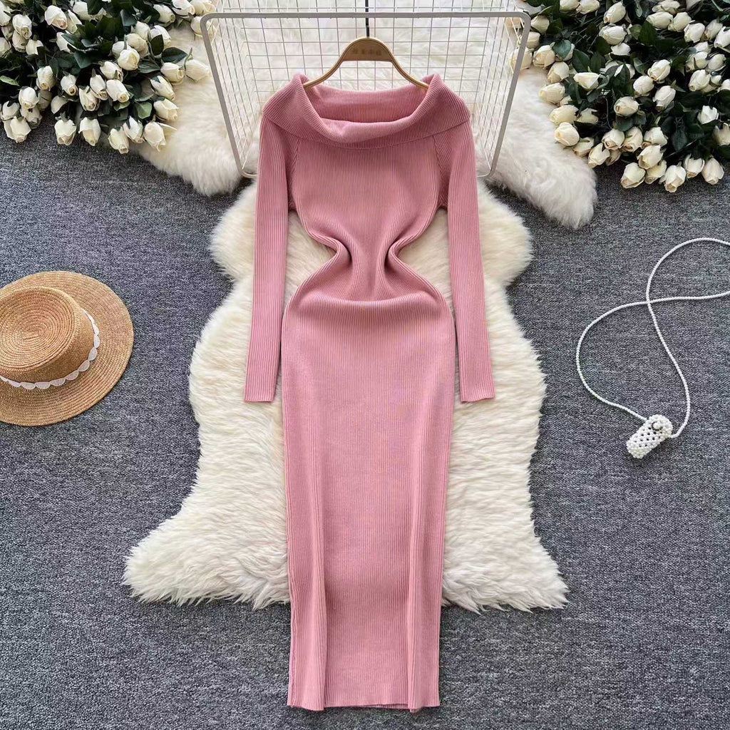 Schulterfreies Strickkleid gestreift – Bild 14 | LuxeStyle