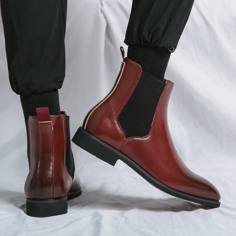 Herren Business High-Top Stiefel aus rotem Leder