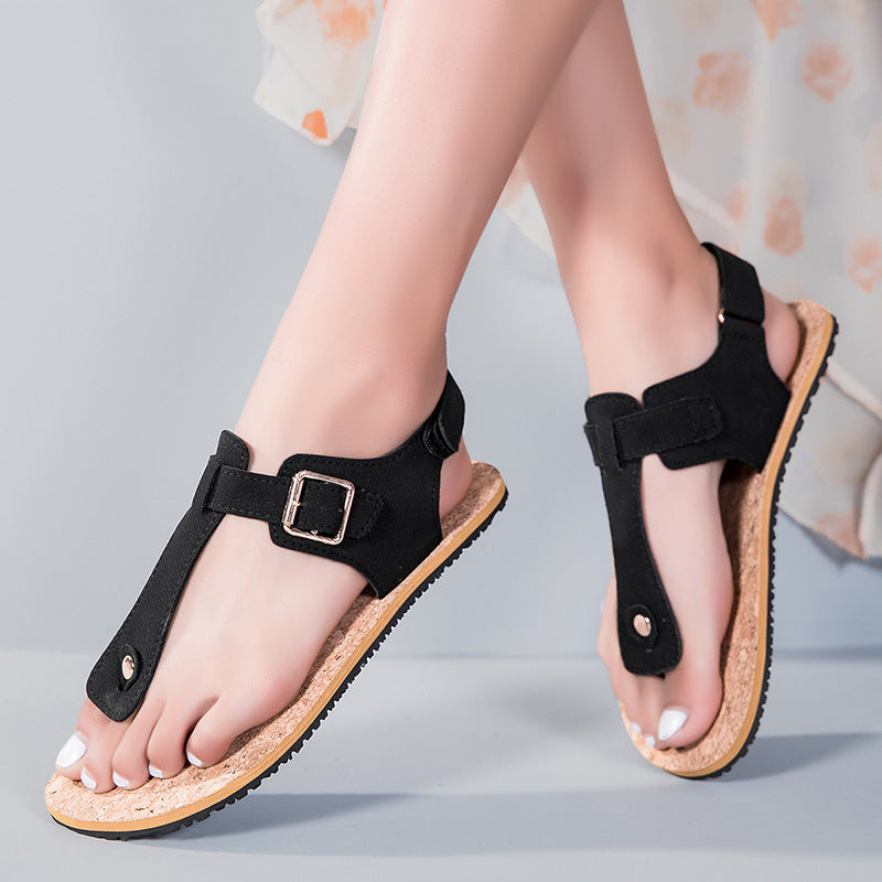 Sandalen mit Holzmaserung und rutschfester Sohle