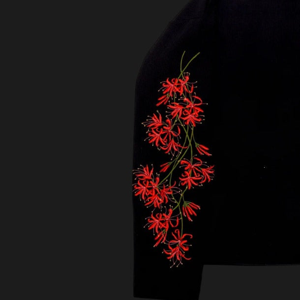 Langarmshirt mit Blumen-Stickerei