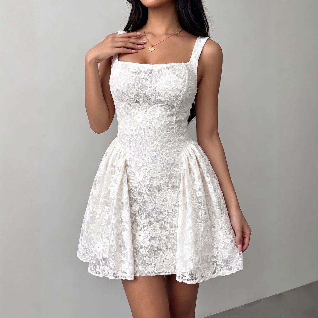 Damen-Spitzenkleid mit Trägern – Bild 2 | LuxeStyle