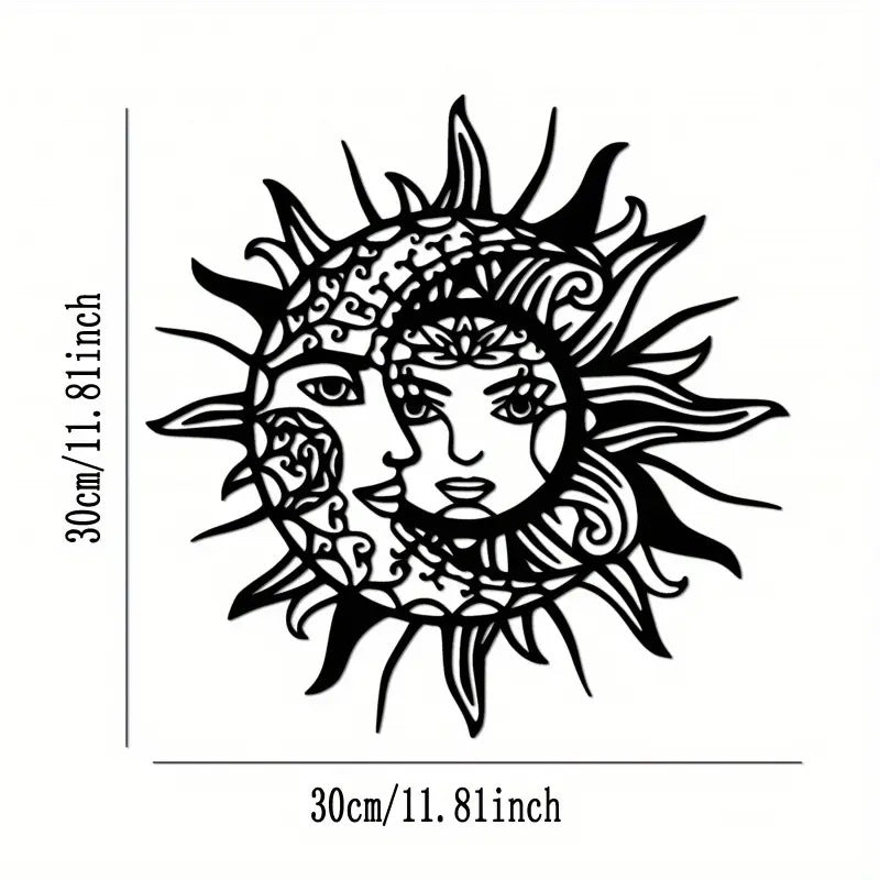 Schwarzes geometrisches Sonne‑Mond‑Metallornament – Bild 2 | LuxeStyle