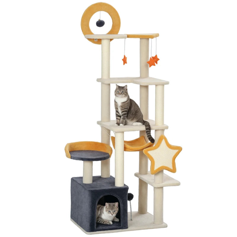 PawHut Katzenbaum Mond & Sterne Beige
