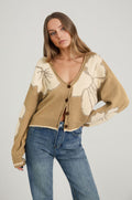 Jacquard Color-Block Strick-Cardigan für Damen