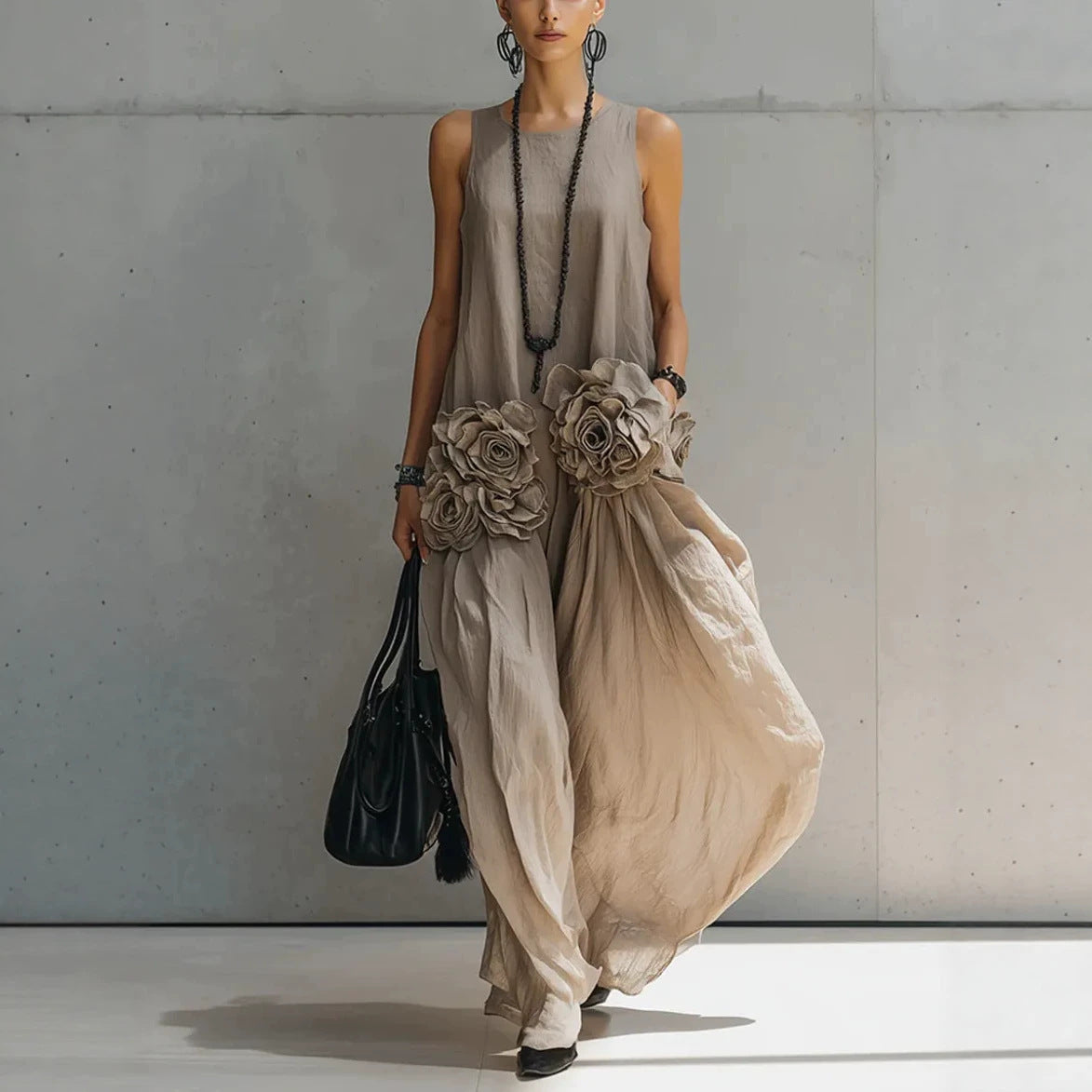 Ärmelloses Maxi-Kleid mit Blumenmuster | LuxeStyle