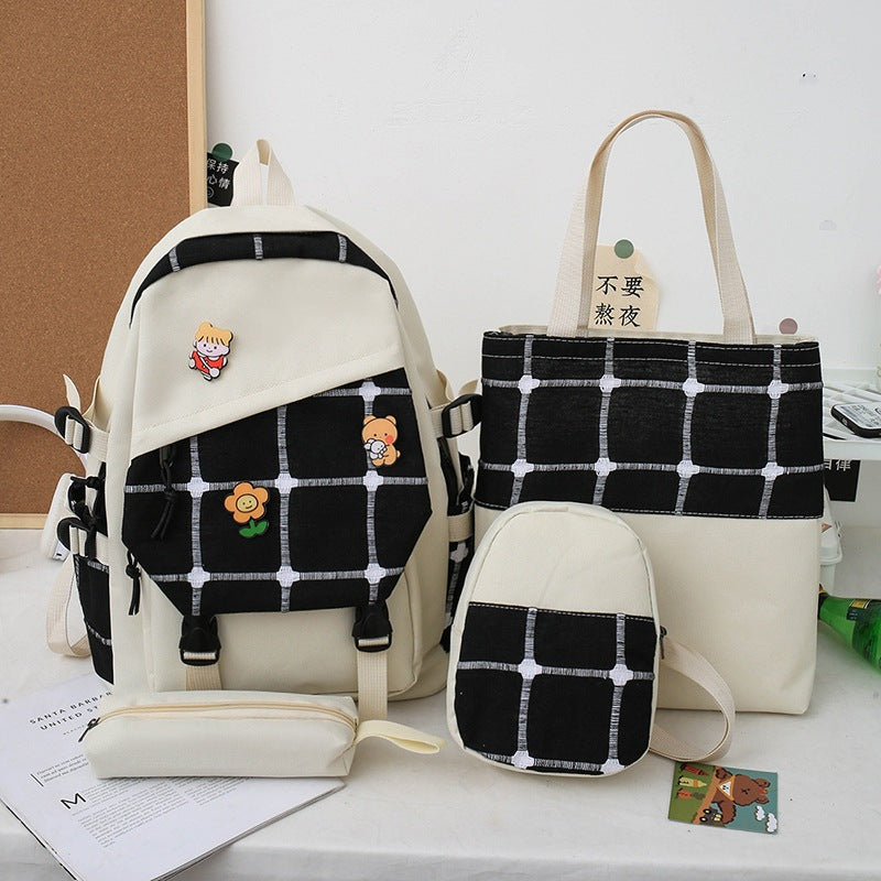Karierter Rucksack im koreanischen Stil