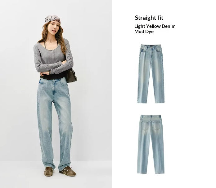 Leichte, hochgeschnittene Jeans