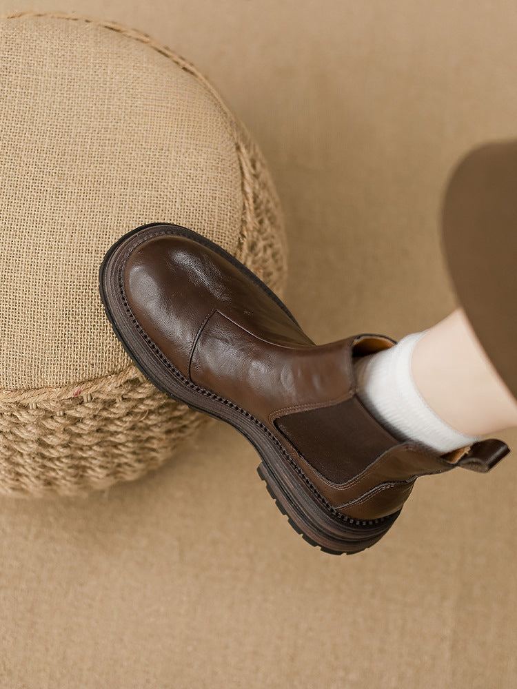 Retro Ankle Boots mit dicker Sohle