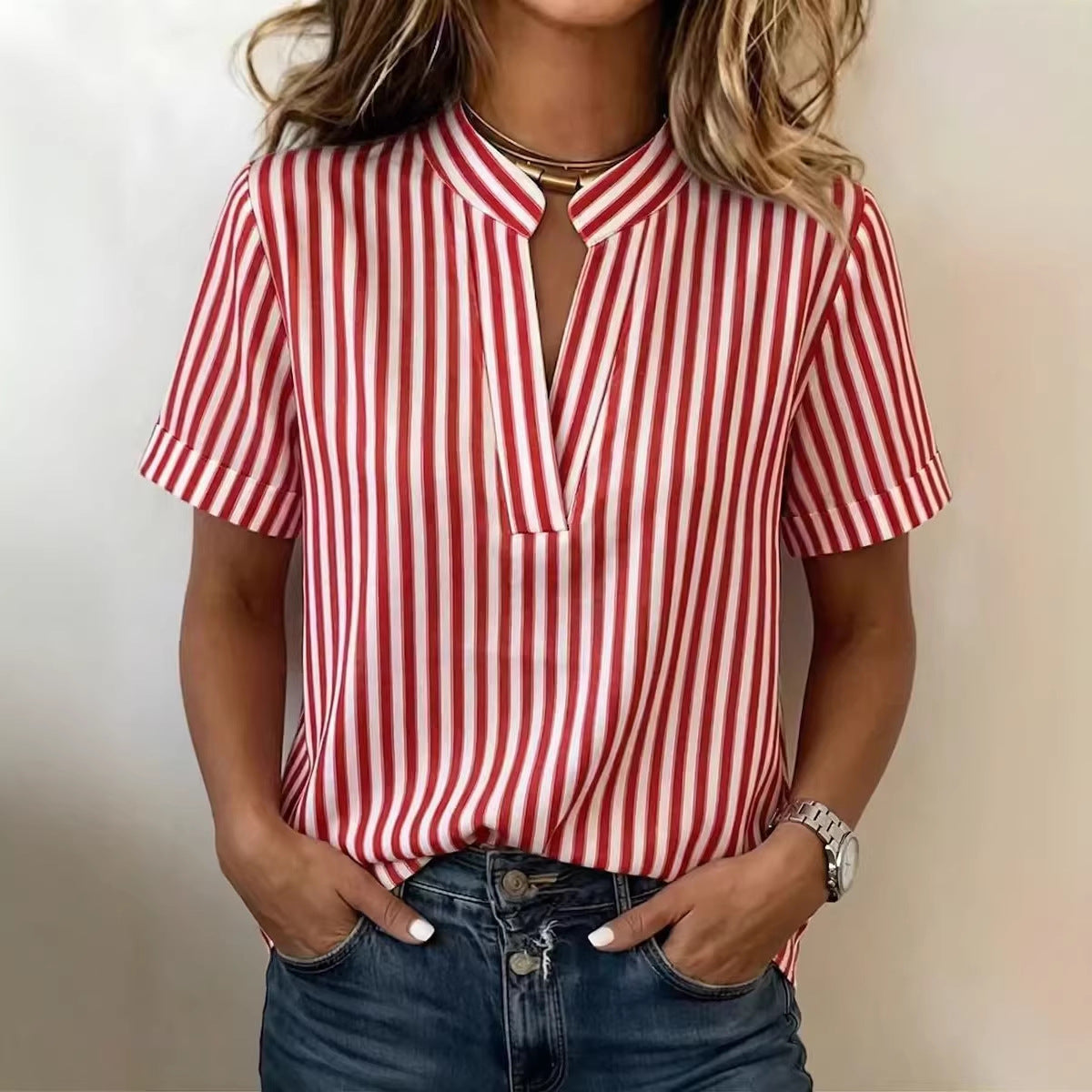 Gestreiftes Kurzarm-Shirt für Damen – Bild 3 | LuxeStyle