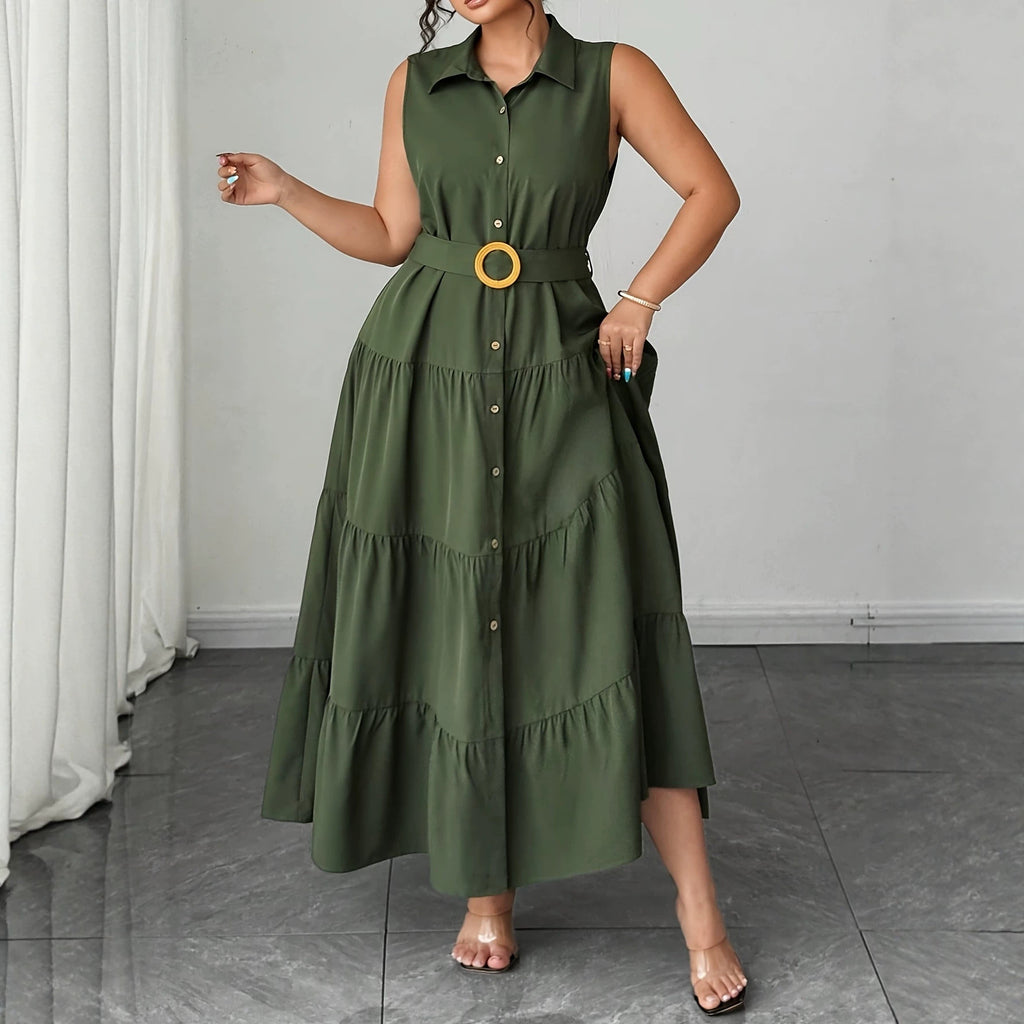 Armee-Grünes Kleid mit Gürtel