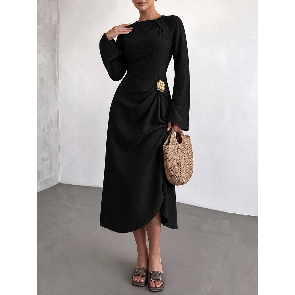 A-Linien Kleid mit Blumen-Ausschnitt, hohe Taille – Bild 3 | LuxeStyle