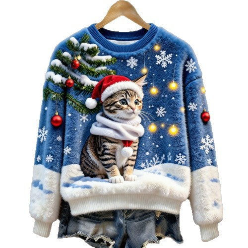 Weihnachtsmuster-Fleece-Hoodie