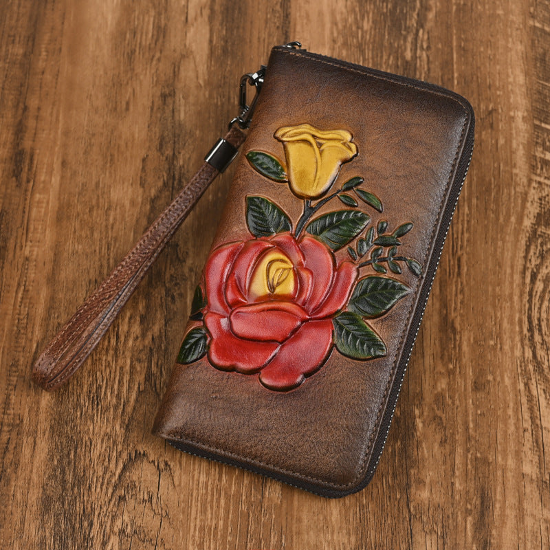 Vintage-gestanzte Gemüsegerbte Leder-Geldbörse – Bild 5 | LuxeStyle