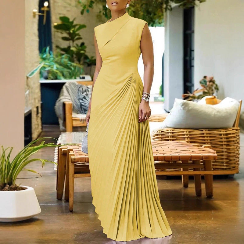 Ärmelloses Plisseekleid in Unifarben – Bild 2 | LuxeStyle