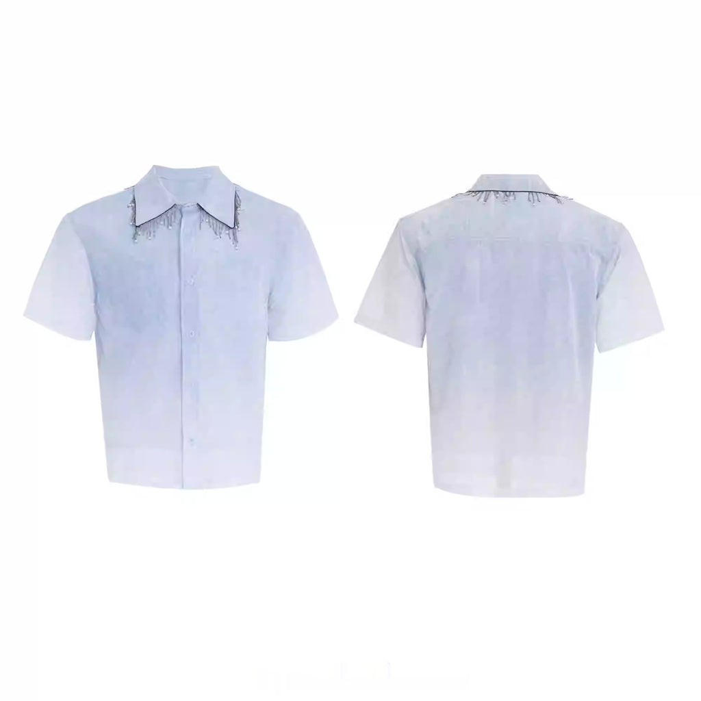 Kurzärmliges blaues Shirt – lockerer Schnitt – Bild 6 | LuxeStyle