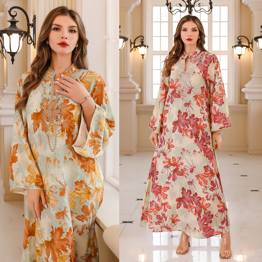 Gemustertes Sommerkleid mit Stickereien