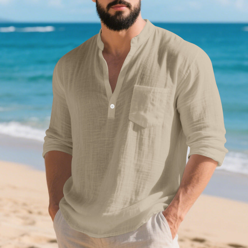 Linen Langarm-T-Shirt im Americana-Stil – Bild 2 | LuxeStyle
